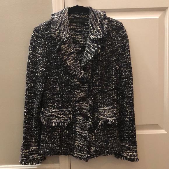 St. John Jackets & Blazers - St. John Fringed Boucle Knit Tweed Blazer